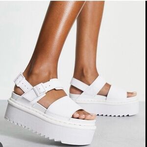 Dr. Martens White Quad Voss Platform Sandals
